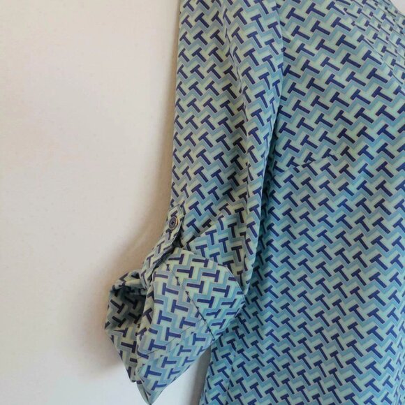 NWT TORY BURCH Juniper Berry T-Zag Small C Silk Blend Kasey Tunic Top Blouse 2 - Picture 5 of 8